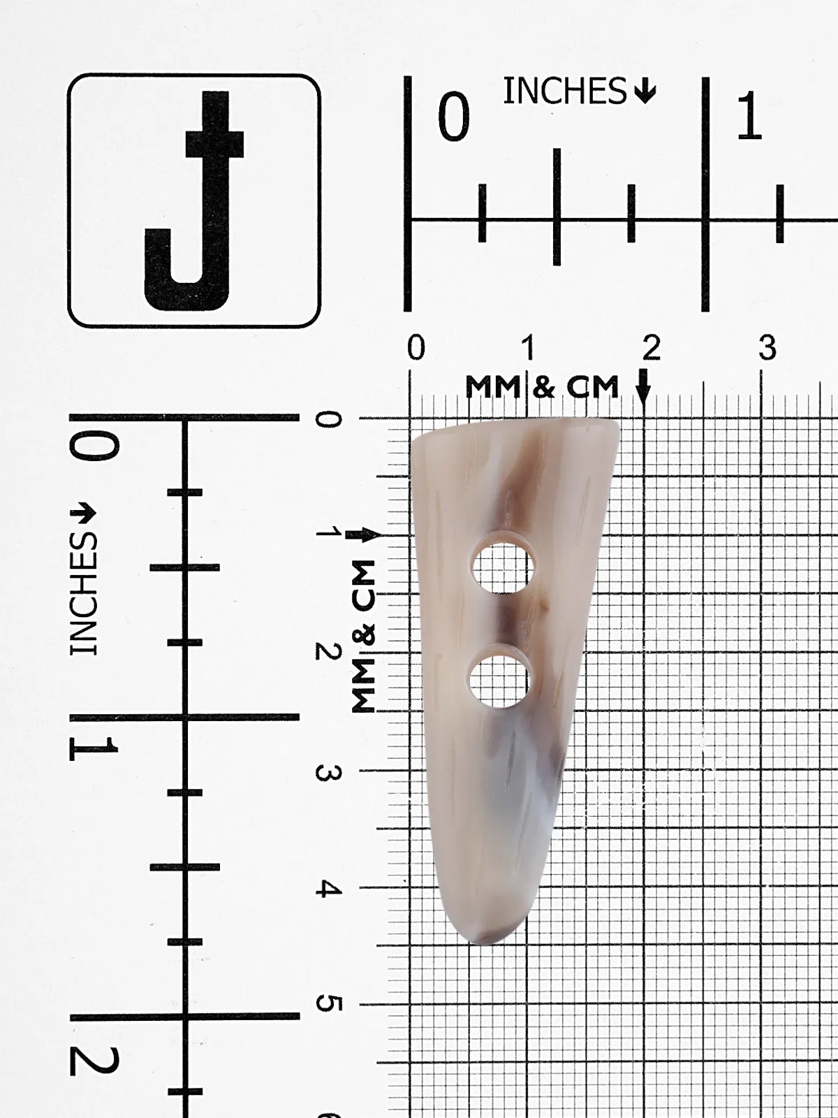 2-Hole Beige Color with Marble Texture Horn Toggle Button