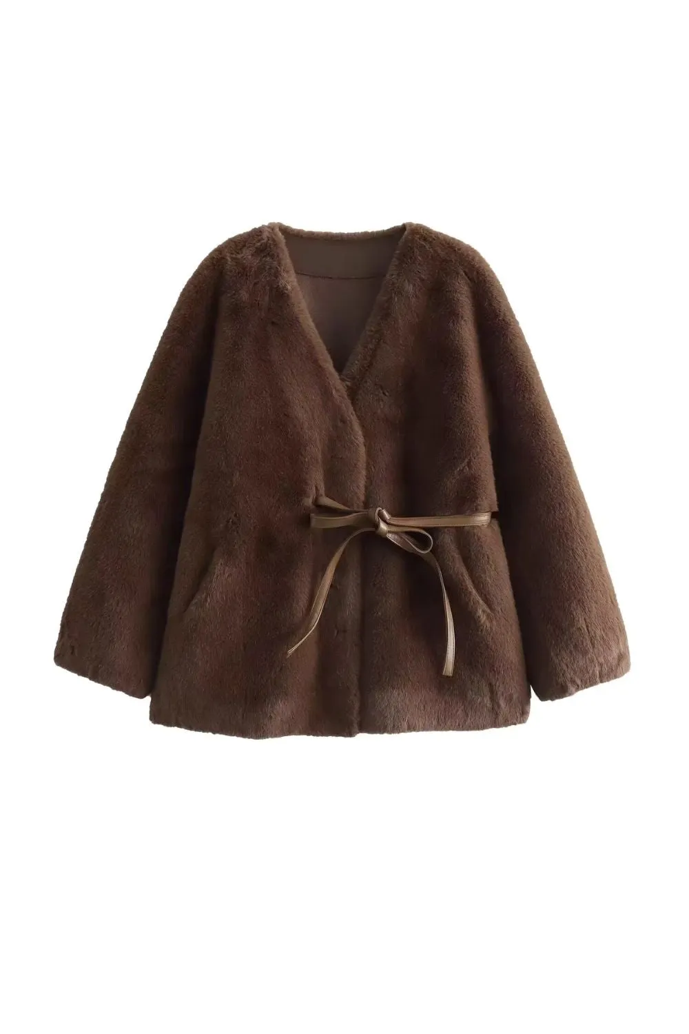 'Autumn' Faux Mink Fur Collar Jacket