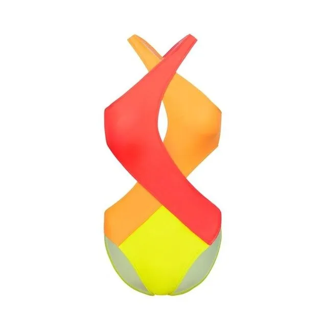 Color-blocking Spiral Bikini