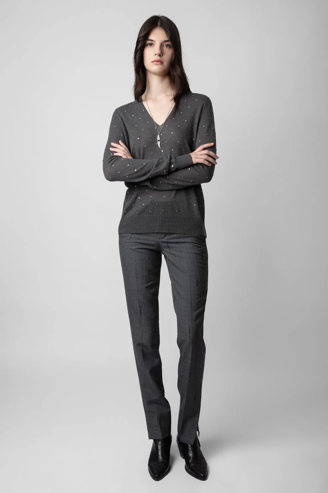 Elya Cashmere Sweater Ardoise