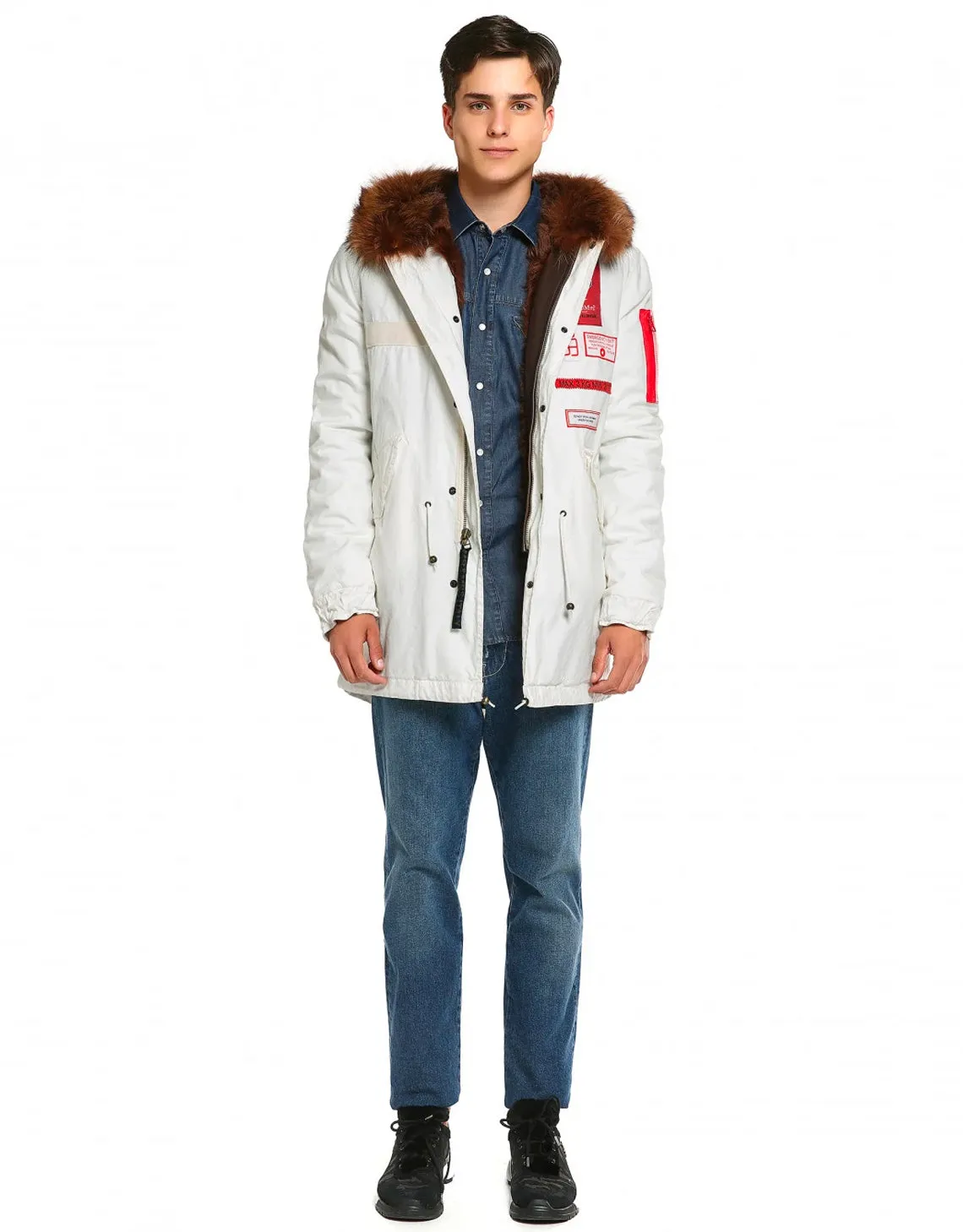 Embroidery Cotton Canvas Parka Stone Old Ivory/hazel