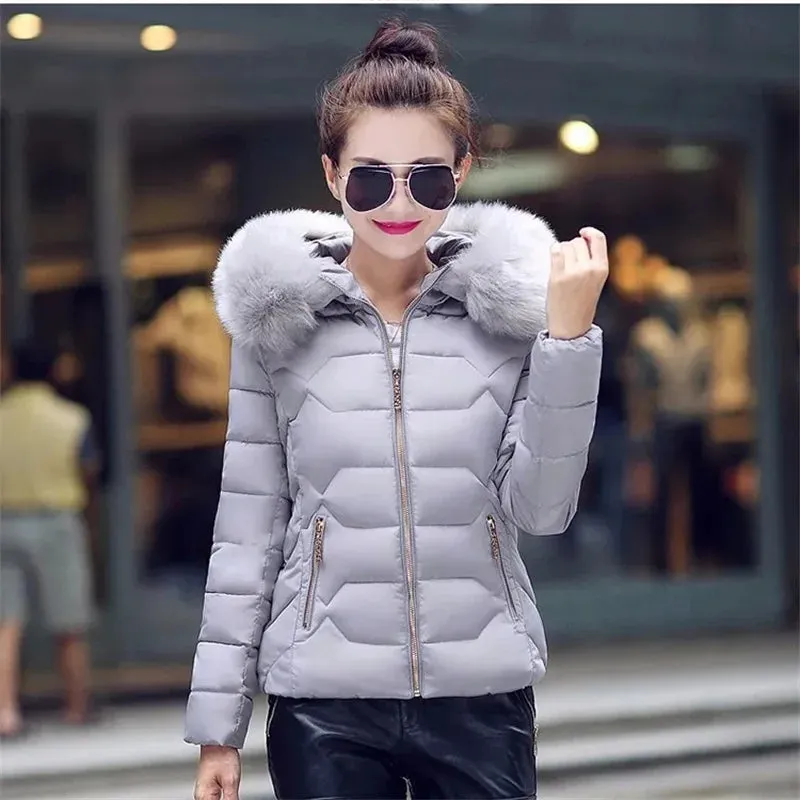 Fake Fur Women Parkas Autumn Winter Down Jacket