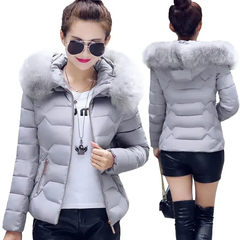 Fake Fur Women Parkas Autumn Winter Down Jacket