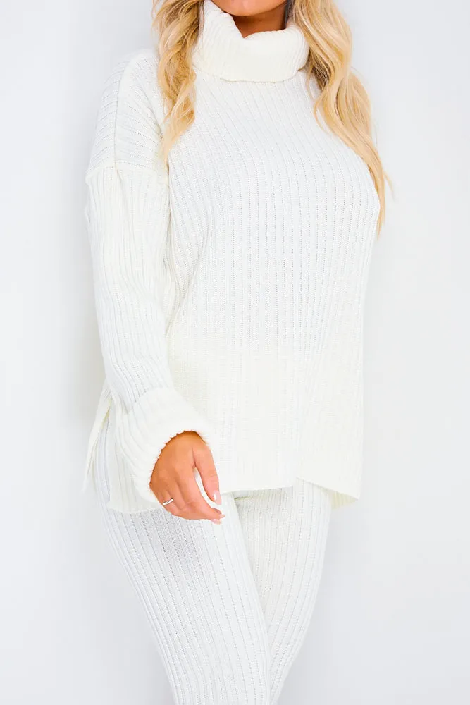 Juniper White Oversized Roll Neck Co-Ord