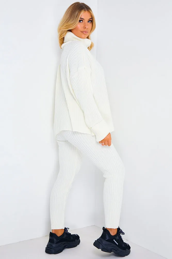 Juniper White Oversized Roll Neck Co-Ord