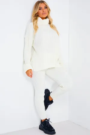 Juniper White Oversized Roll Neck Co-Ord
