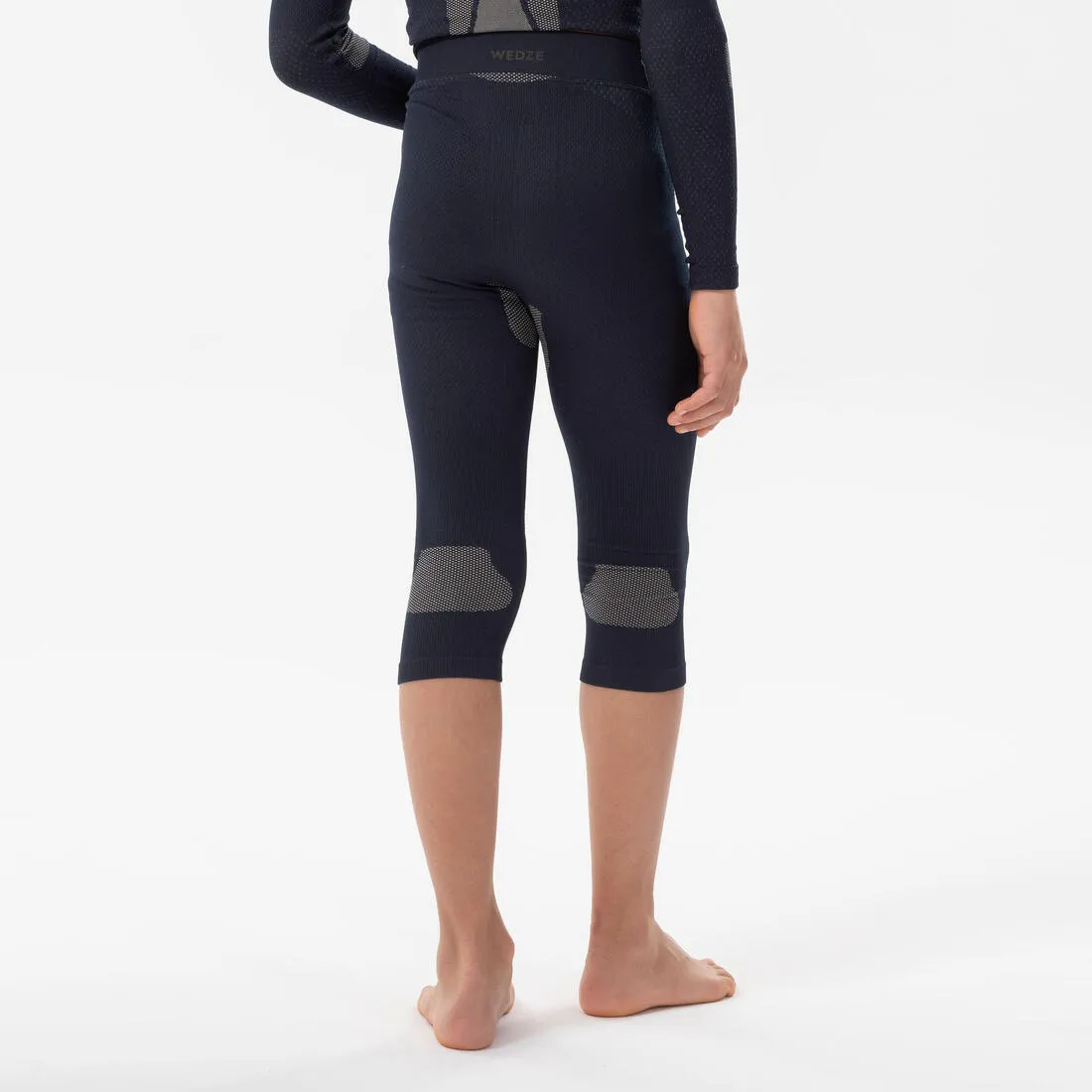 Kids’ seamless skiing thermal base layer bottoms I-Soft 900 - Navy / Beige