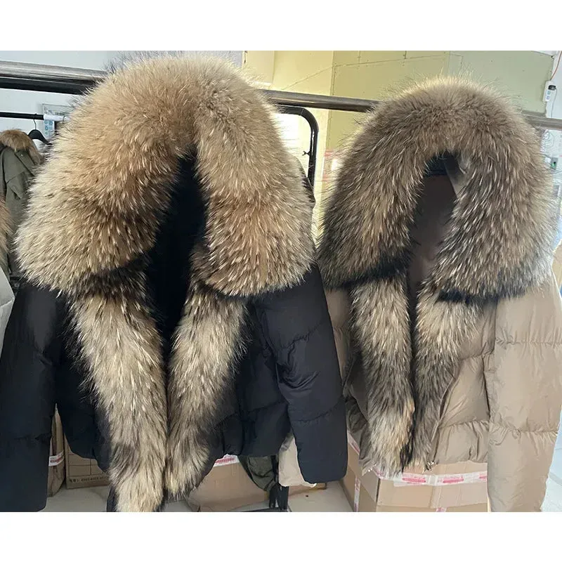 LVSANW MAOMAOKONG 2024 White Duck Down Jacket Winter Women Warm Loose Coat Natural Real Fox Fur Collar Thick Luxury Outerwear parkas