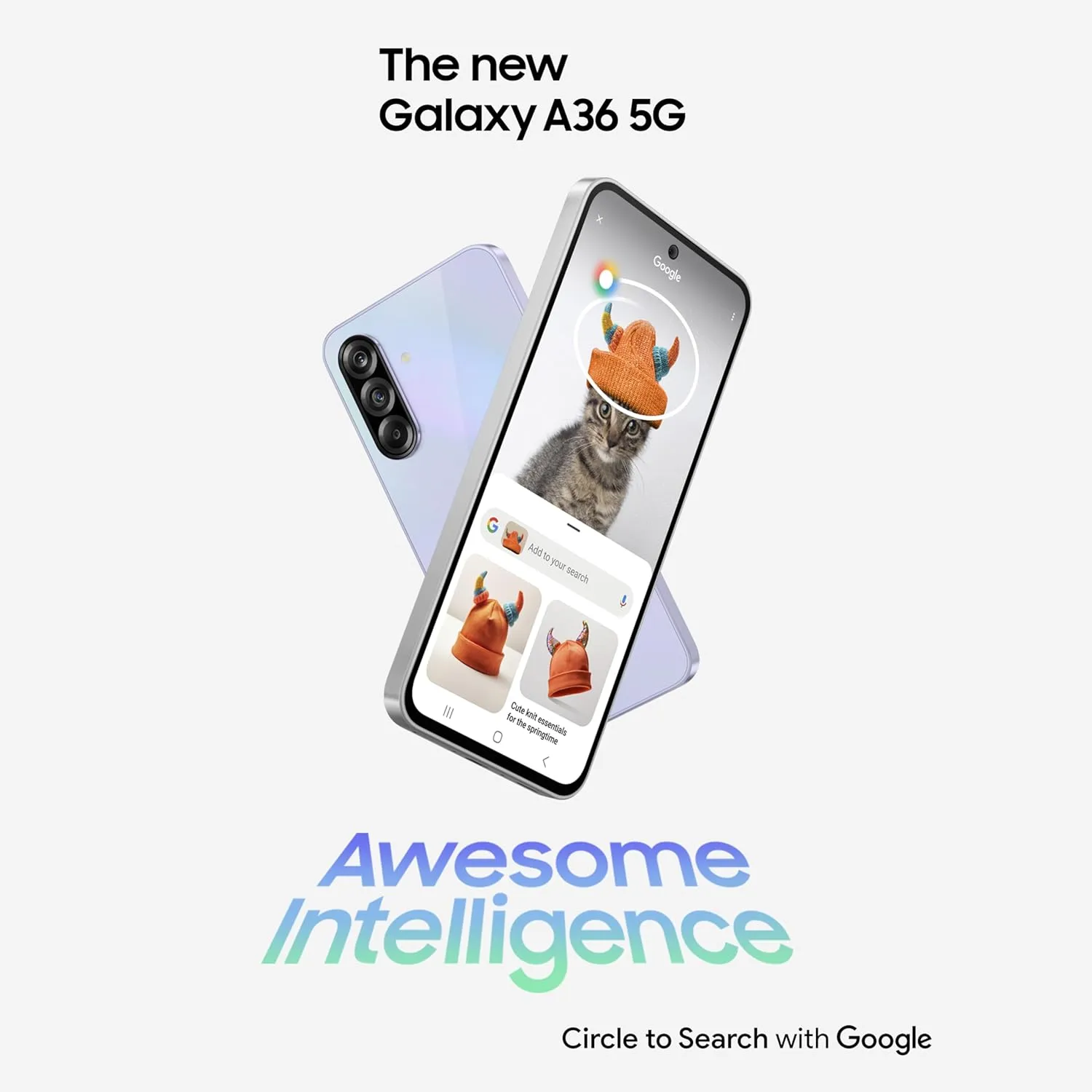 Samsung Galaxy A36 5G (Awesome Lavender, 8GB, 128GB) | Awesome Intelligence - AI Smartphone: Circle to Search, My Filter, Object Eraser | 4nm Snapdragon Processor | Flagship Grade Selfie Camera