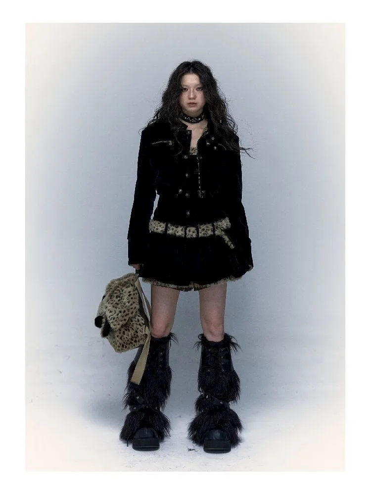 short leopard fur coat