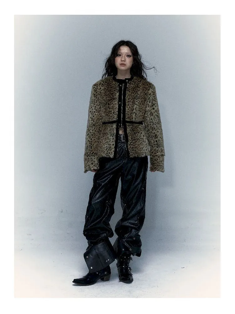 short leopard fur coat