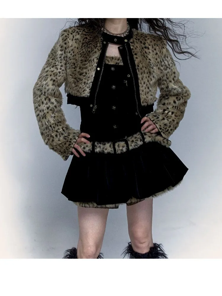 short leopard fur coat