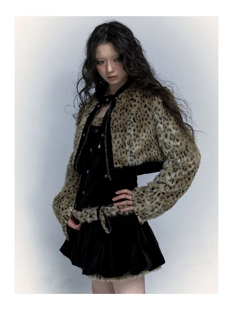 short leopard fur coat