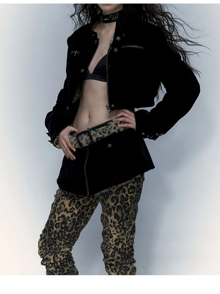 short leopard fur coat