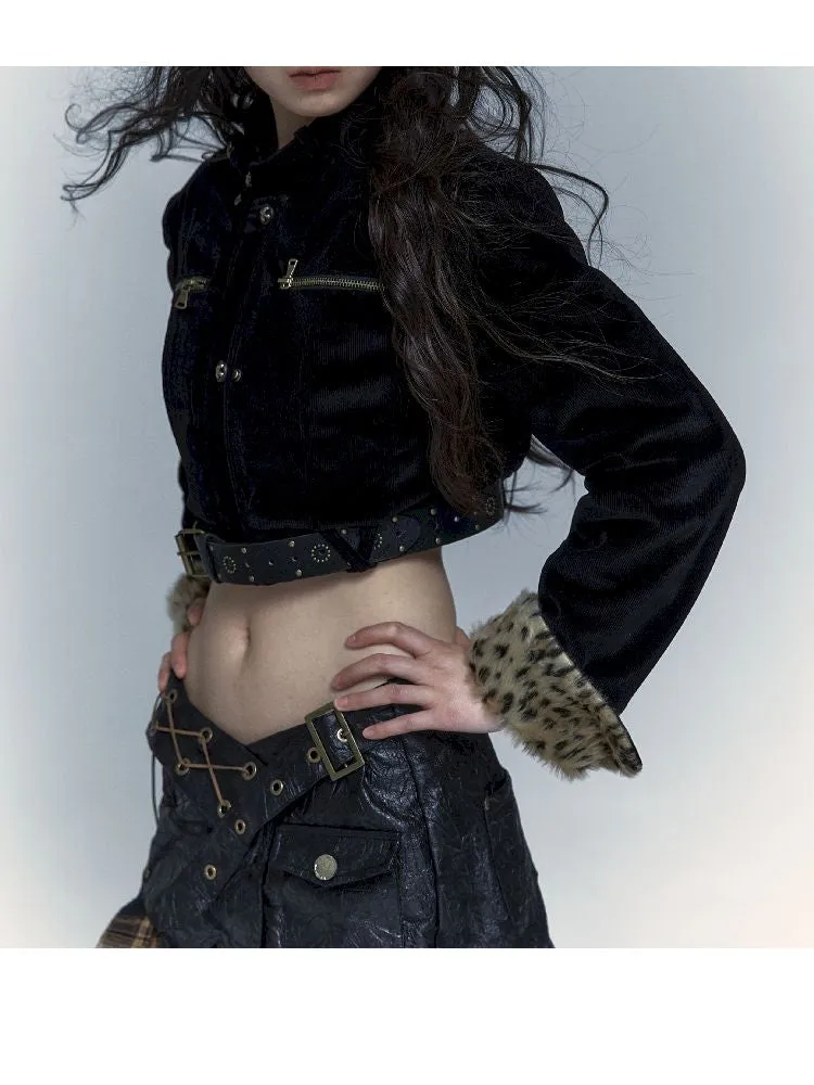 short leopard fur coat