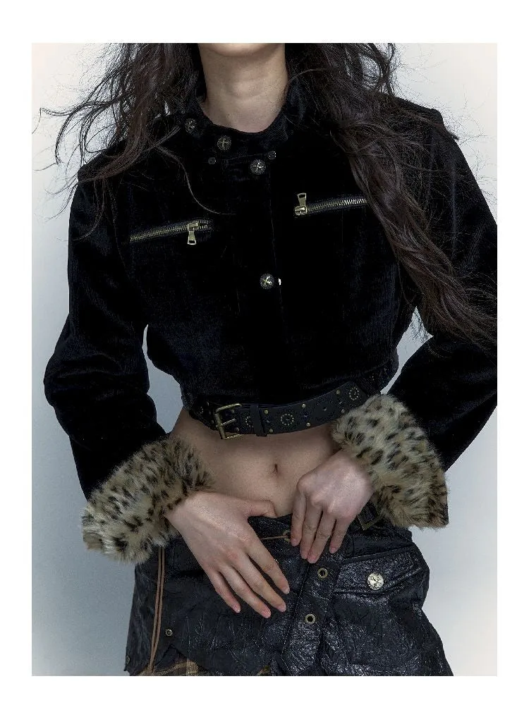 short leopard fur coat