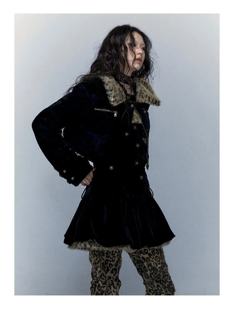 short leopard fur coat