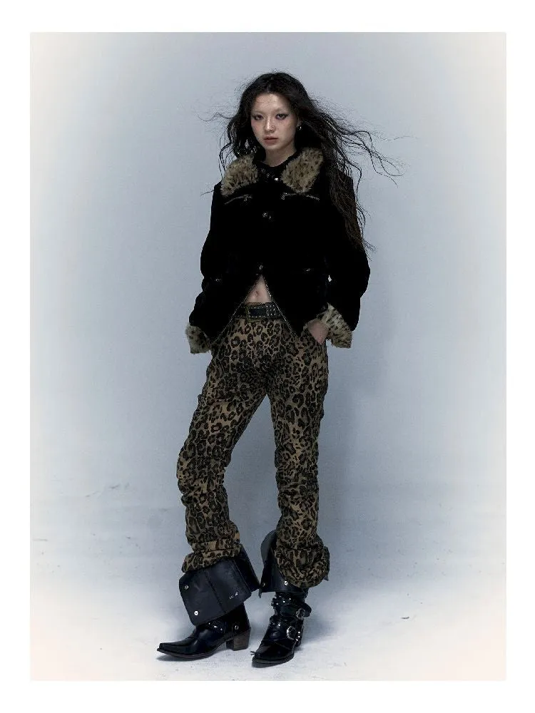 short leopard fur coat