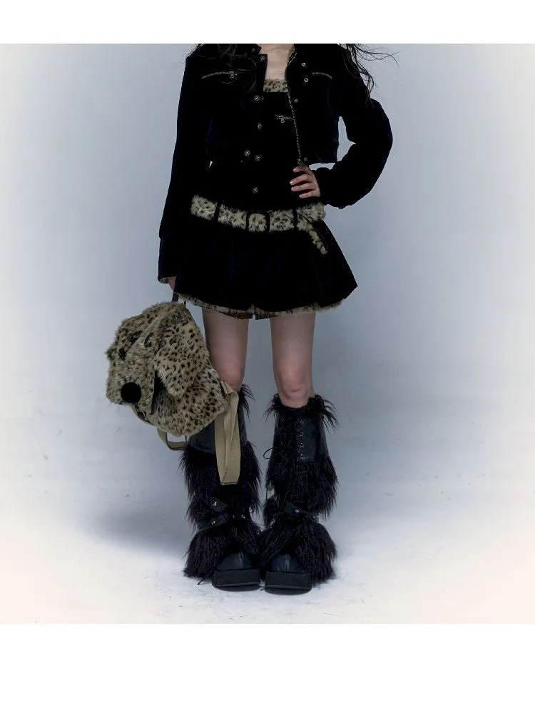 short leopard fur coat