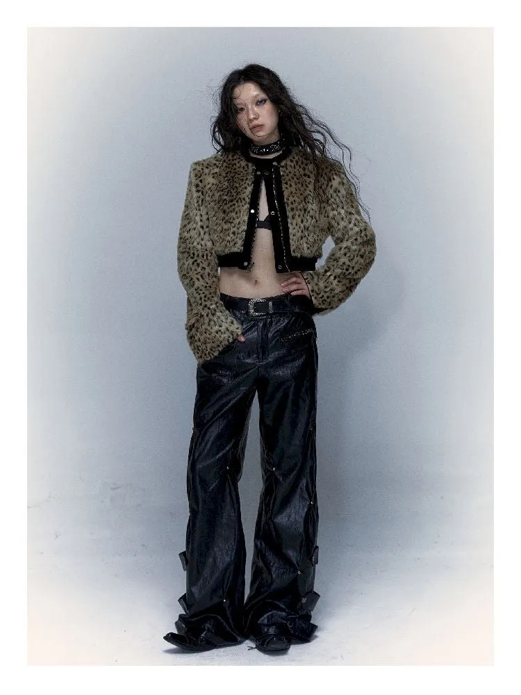 short leopard fur coat