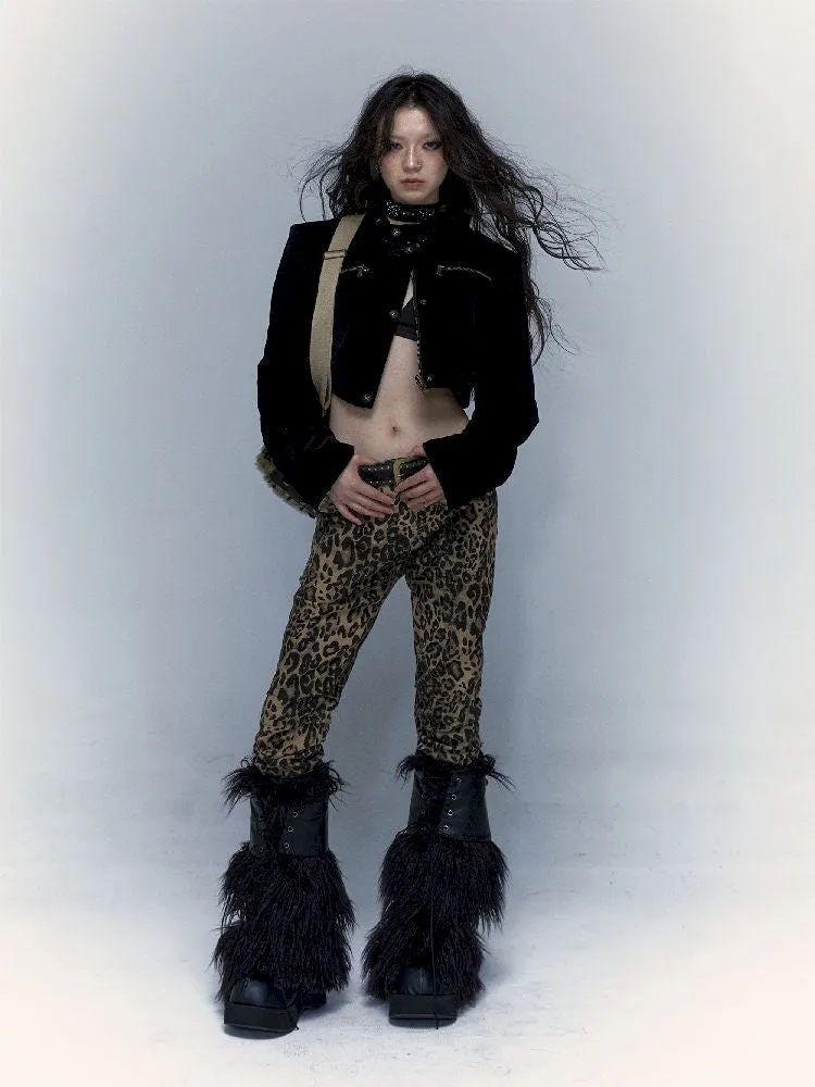 short leopard fur coat