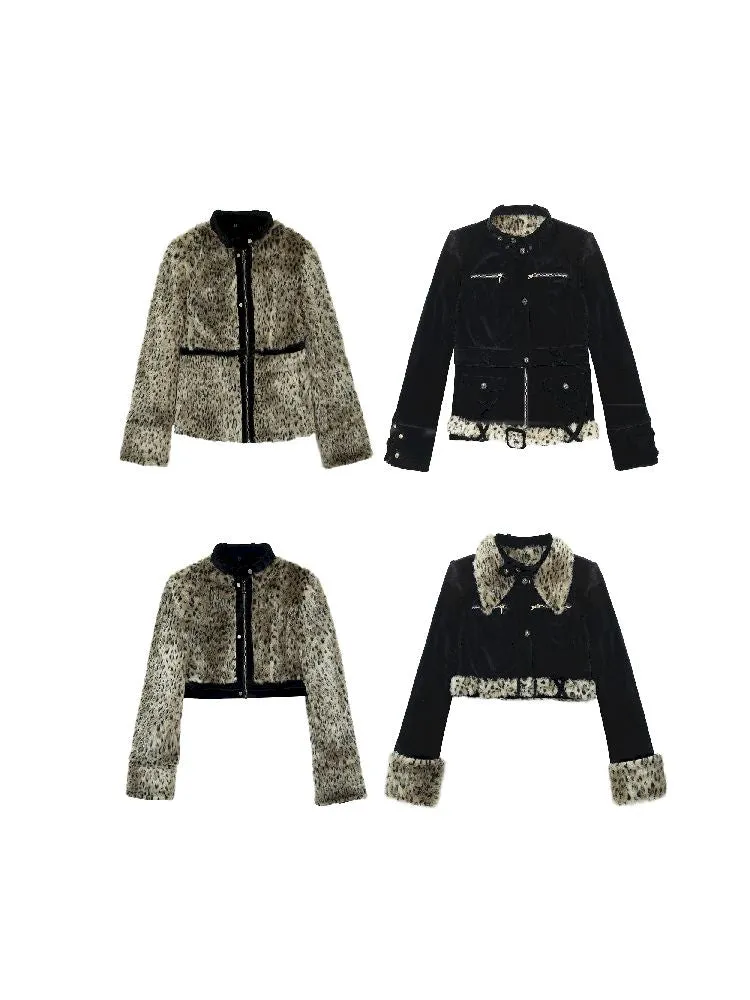 short leopard fur coat