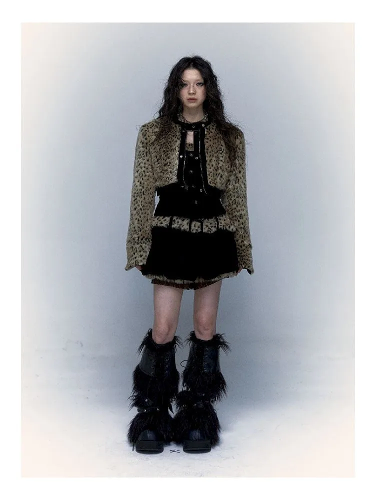 short leopard fur coat
