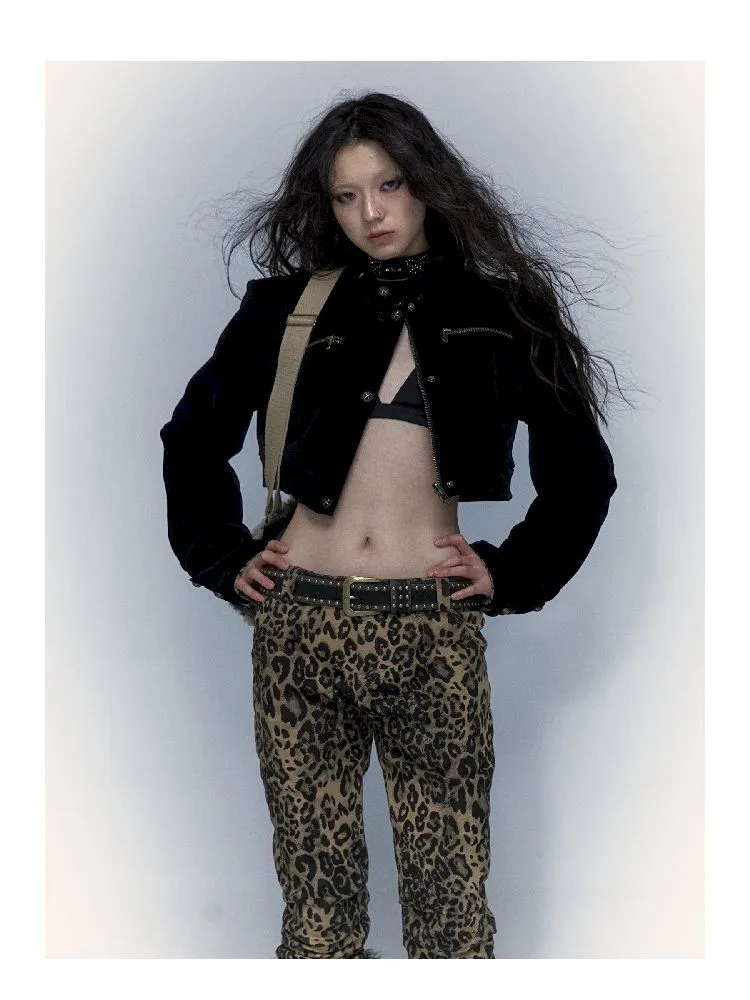 short leopard fur coat