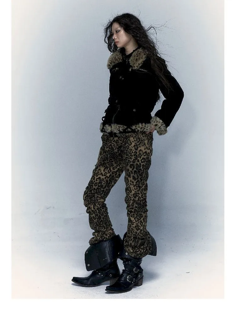 short leopard fur coat
