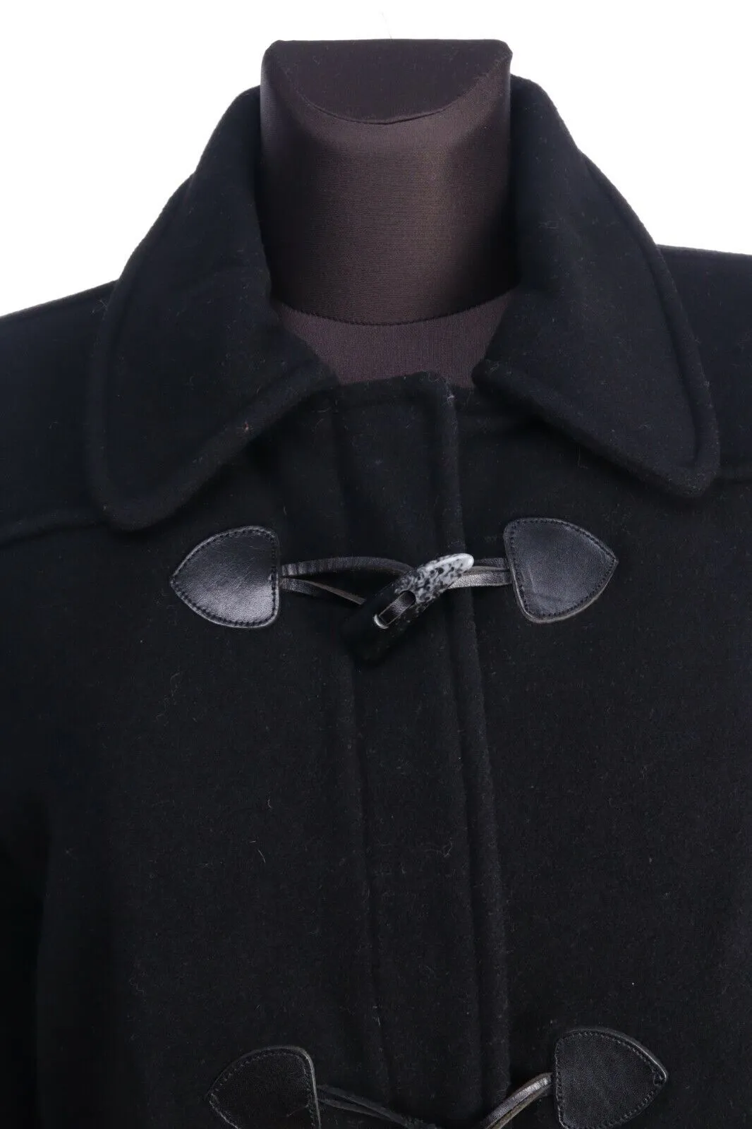 TOMMY HILFIGER Black Cashmere Wool Blend Duffle Short Coat Size L