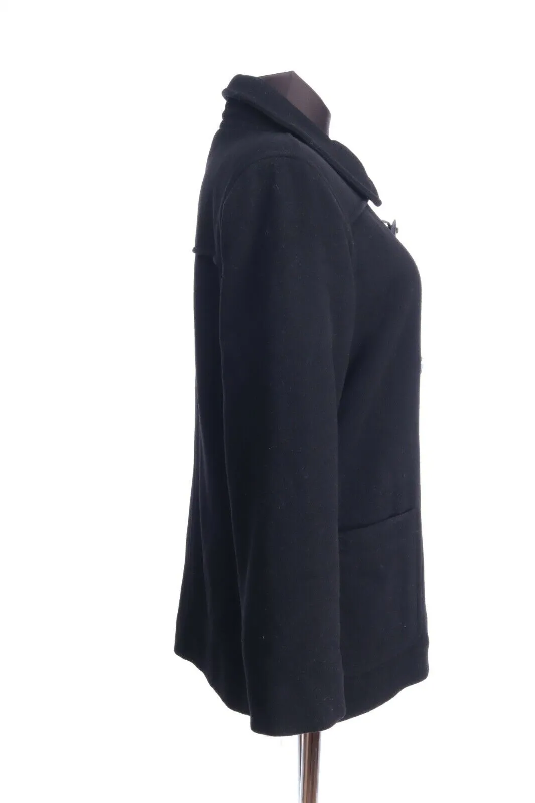 TOMMY HILFIGER Black Cashmere Wool Blend Duffle Short Coat Size L