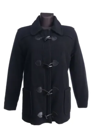 TOMMY HILFIGER Black Cashmere Wool Blend Duffle Short Coat Size L