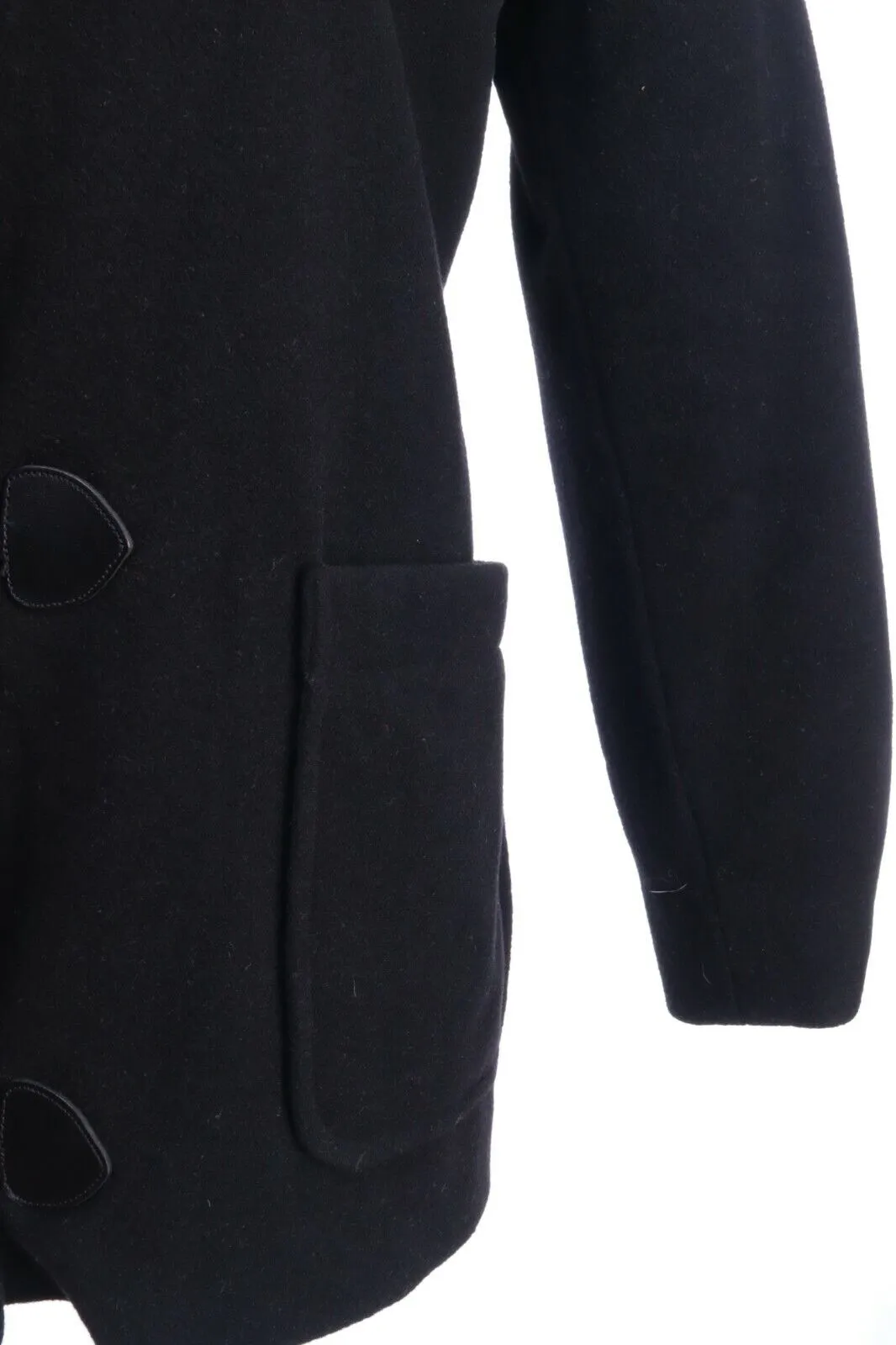 TOMMY HILFIGER Black Cashmere Wool Blend Duffle Short Coat Size L