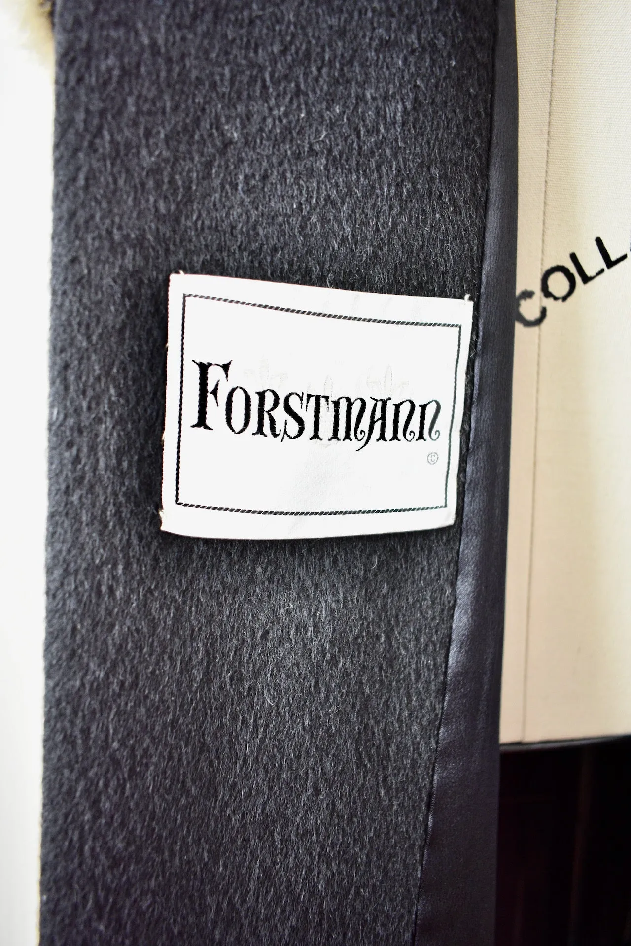 Vintage 1960s Forstmann Black Wool Swing Coat