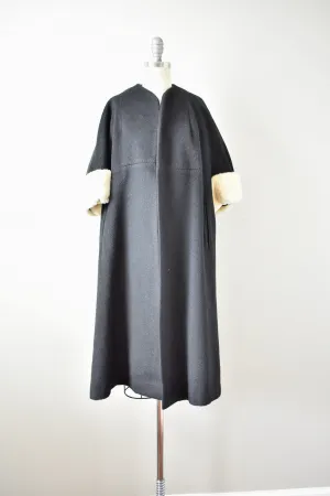 Vintage 1960s Forstmann Black Wool Swing Coat