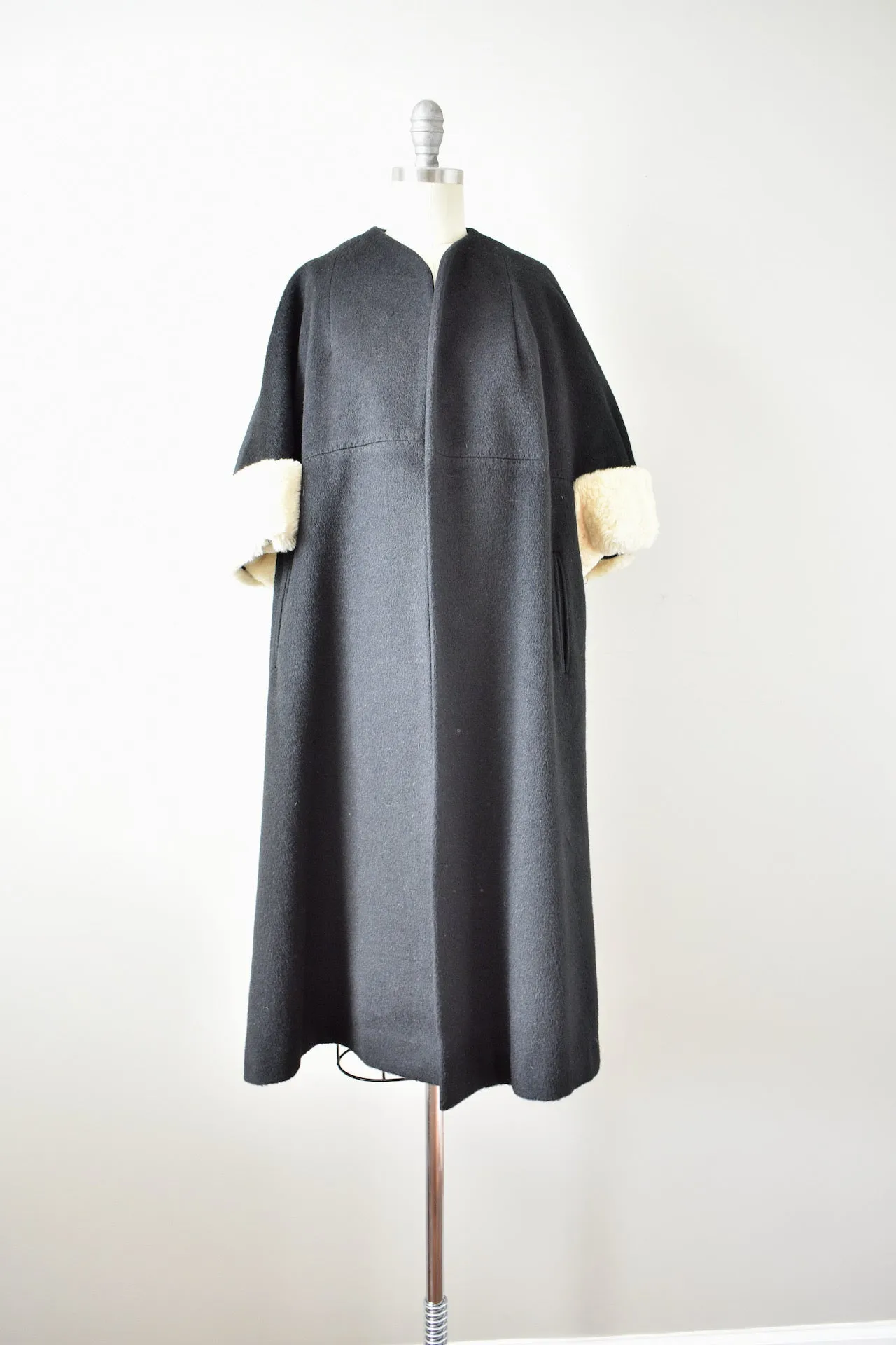 Vintage 1960s Forstmann Black Wool Swing Coat